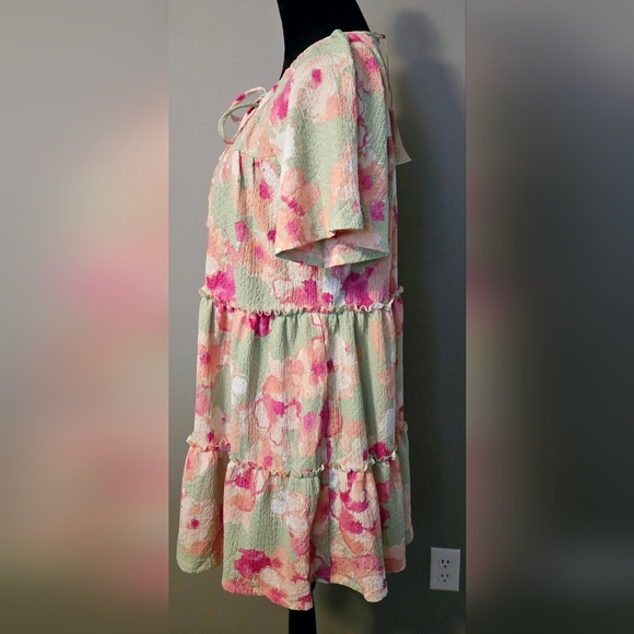 Easel Floral Knit Popcorn Tiered Dress #496-501 - Picture 11 of 12